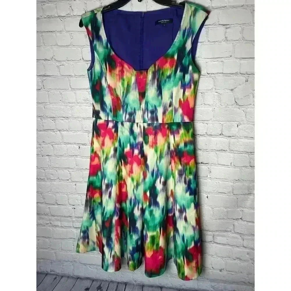 Vintage Nanette Lepore Cocktail Frock Fit And Flare Dress Size 4 Multicolor